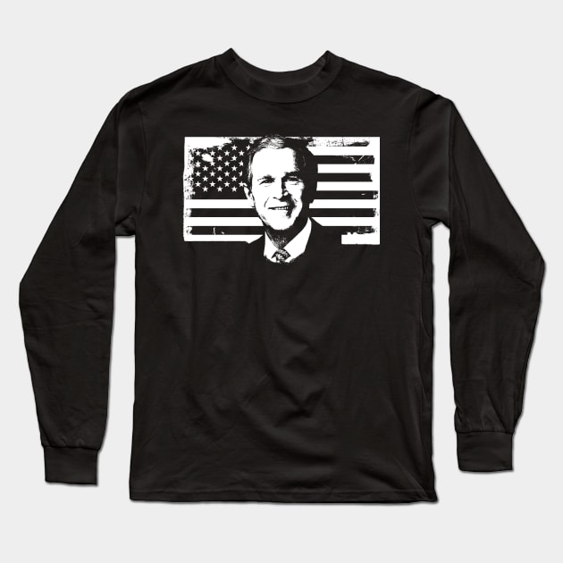 George W. Bush Portrait Long Sleeve T-Shirt by phatvo